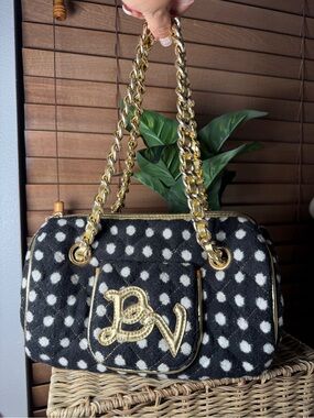 Betseyville Black & White Polka Dot Chain-Handle Shoulder Bag